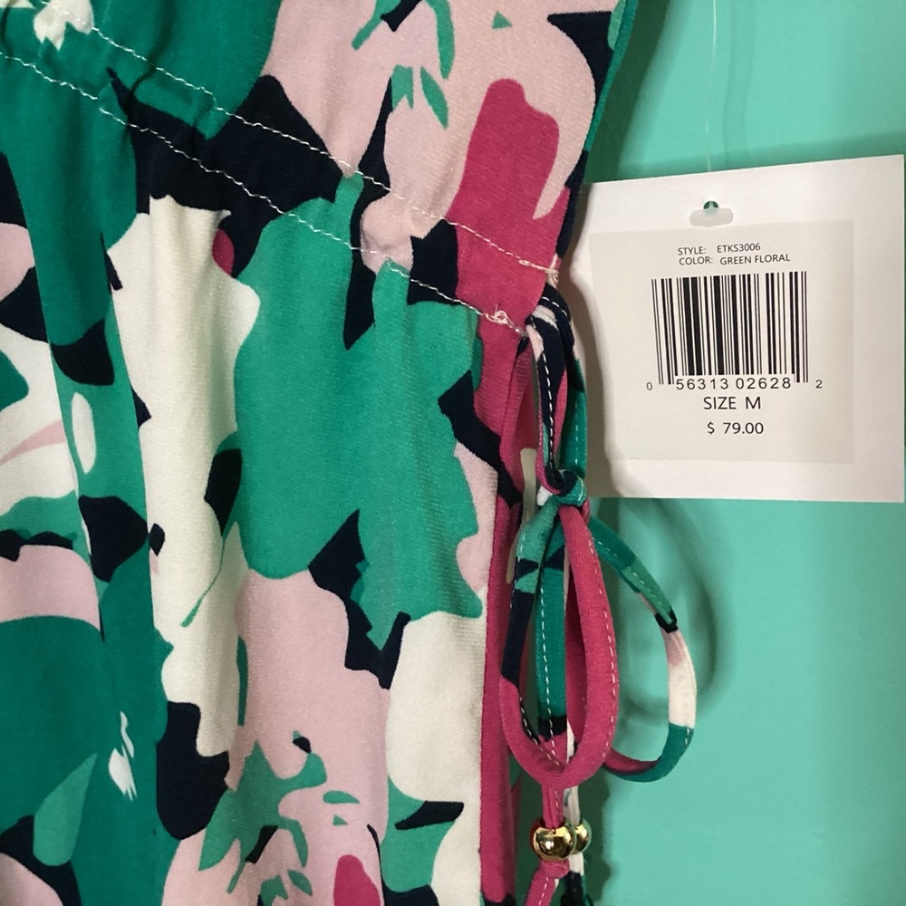 Ellen Tracy Floral Drawstring Top Size Medium NWT - Picture 8 of 11